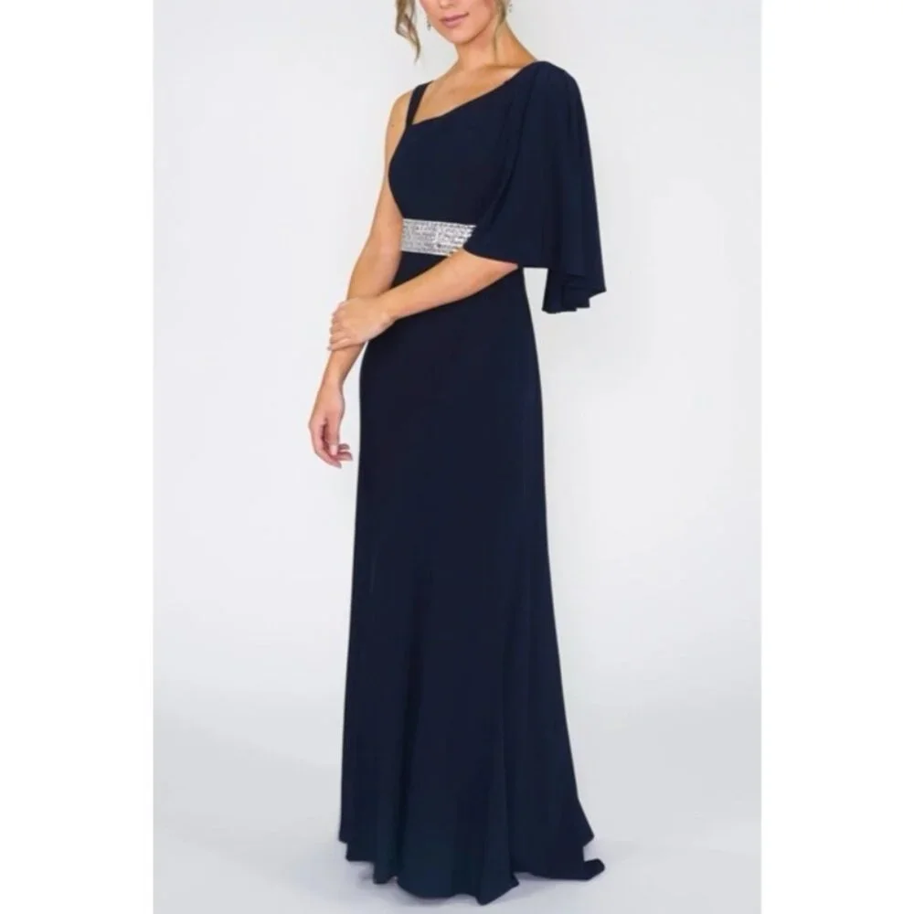 R & M Richards Formal Long Dress 14W Blue Party Cruise Wedding Washable NEW